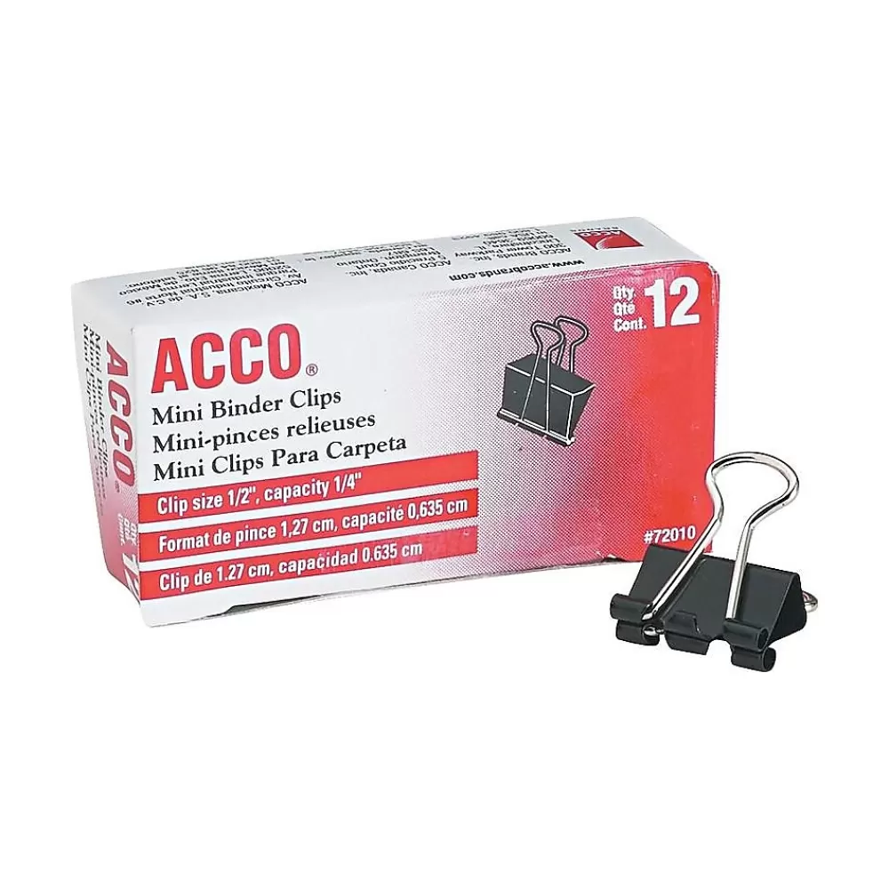 ACCO Clips & Fasteners<Binder Clips, Mini, Black, Dozen (A7072010)