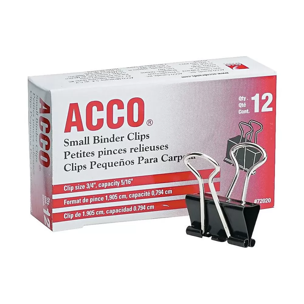 ACCO Clips & Fasteners<Small Binder Clips, Black, 12/Box (A7072020)