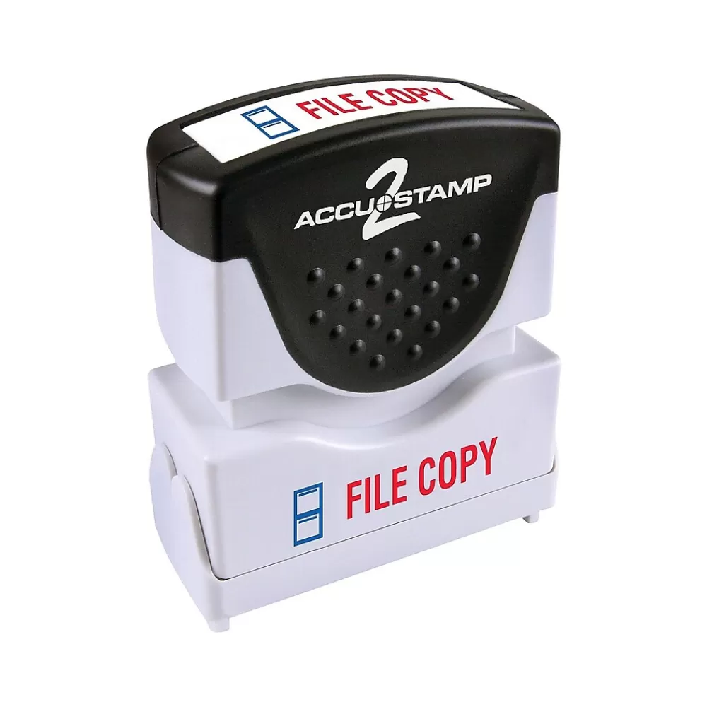 Accu-Stamp Stamps & Stamp Pads<2 Pre-Inked Stamp, FILE COPY, Blue and Red Inks (035524)