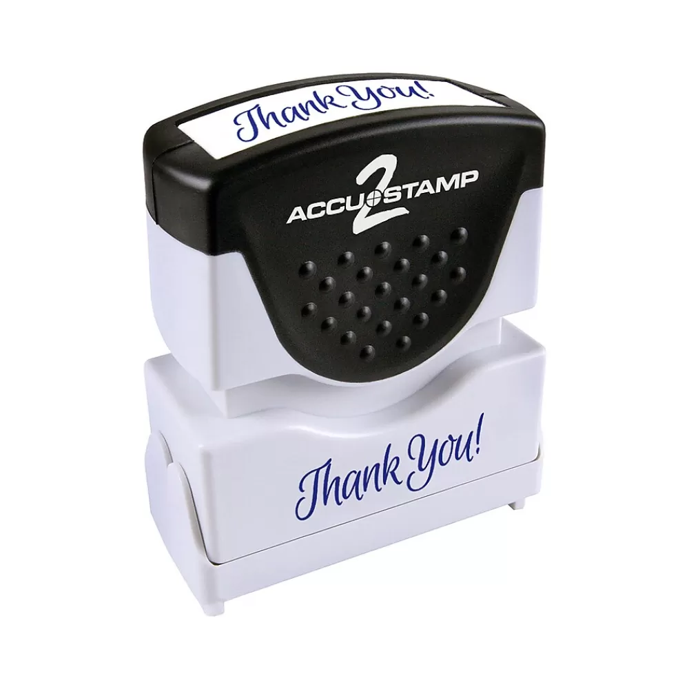 Accu-Stamp Stamps & Stamp Pads<2 Pre-Inked Stamp, "Thank You!", Blue Ink (035630)