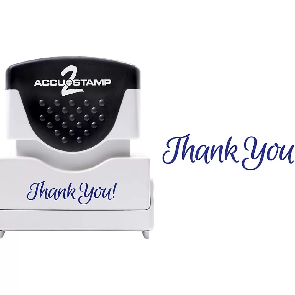 Accu-Stamp Stamps & Stamp Pads<2 Pre-Inked Stamp, "Thank You!", Blue Ink (035630)