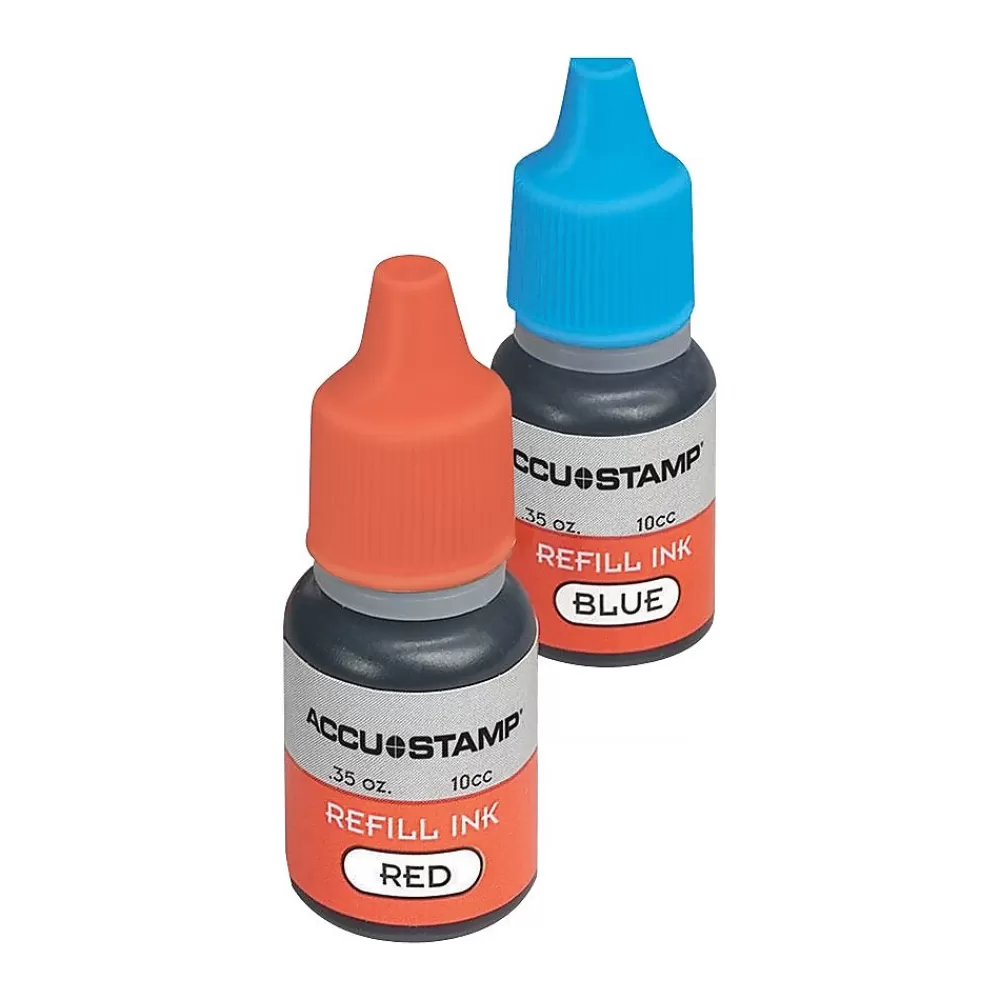 Accu-Stamp Stamps & Stamp Pads<Ink Refills, Blue and Red Ink, 2/Bottles (032958)