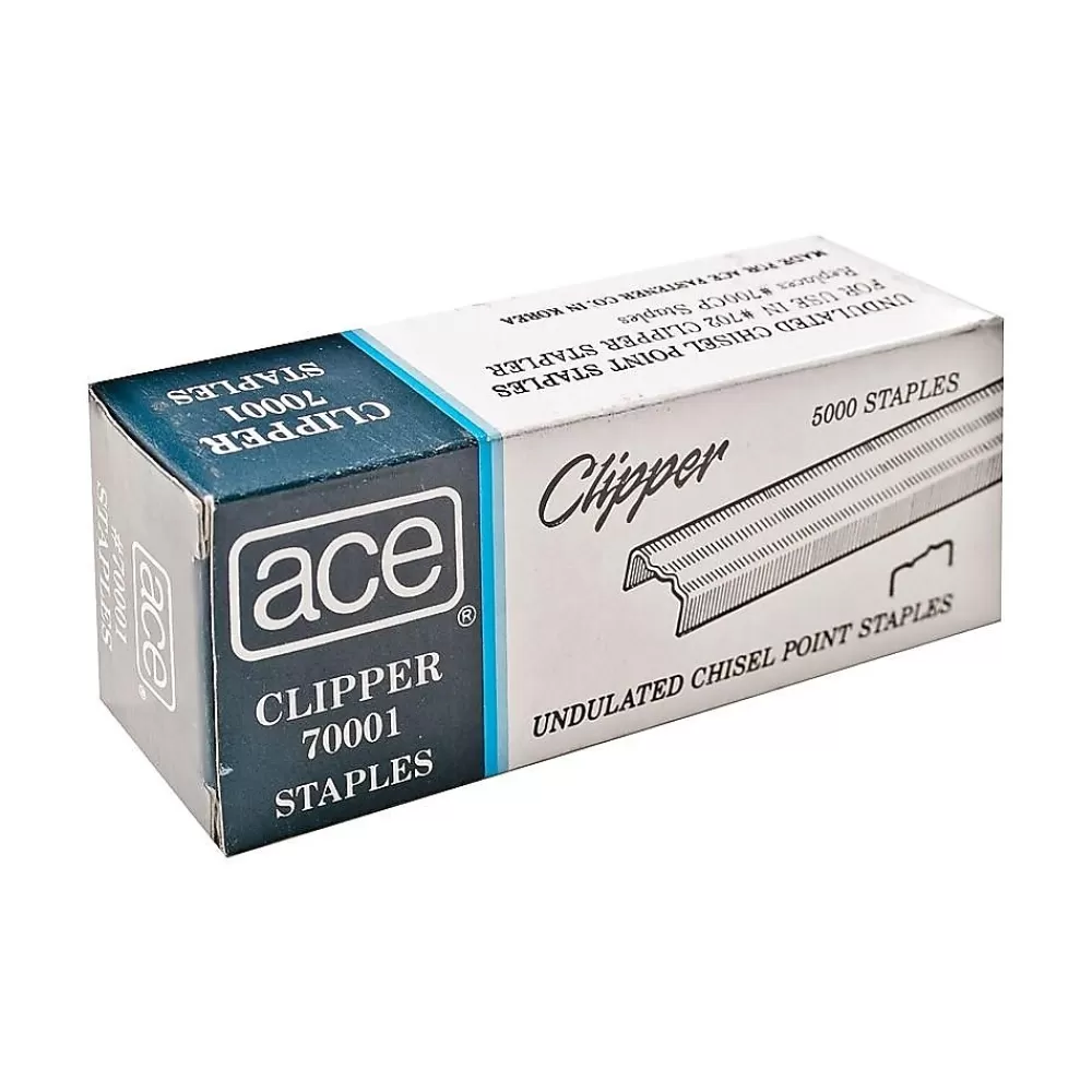 Advantus Staples<Ace Undulated Clipper Staples, 1/4" Leg Length, 5000 Staples/Box (70001)