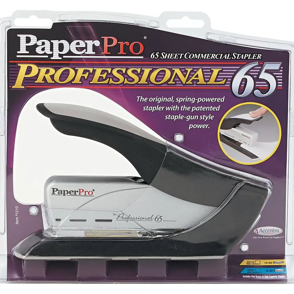 PaperPro Staplers<ACI ™ High Capacity Stapler, Fastening Capacity 65 Sheets, Black/Silver (1210)