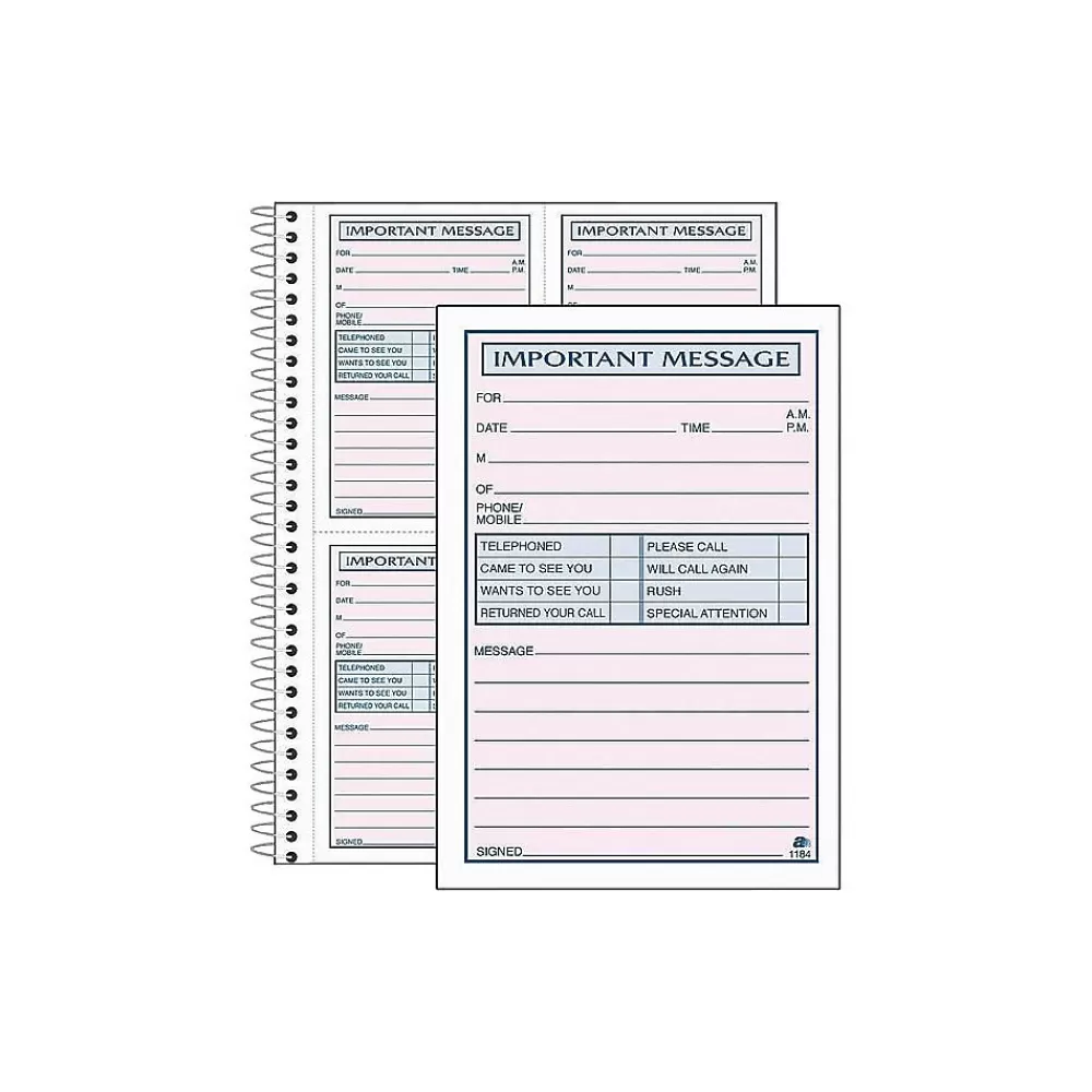 Adams Notepads<Phone Message Pad, 5.5" x 3.8", Ruled, Pink, 100 Sheets/Pad (SC1187D)