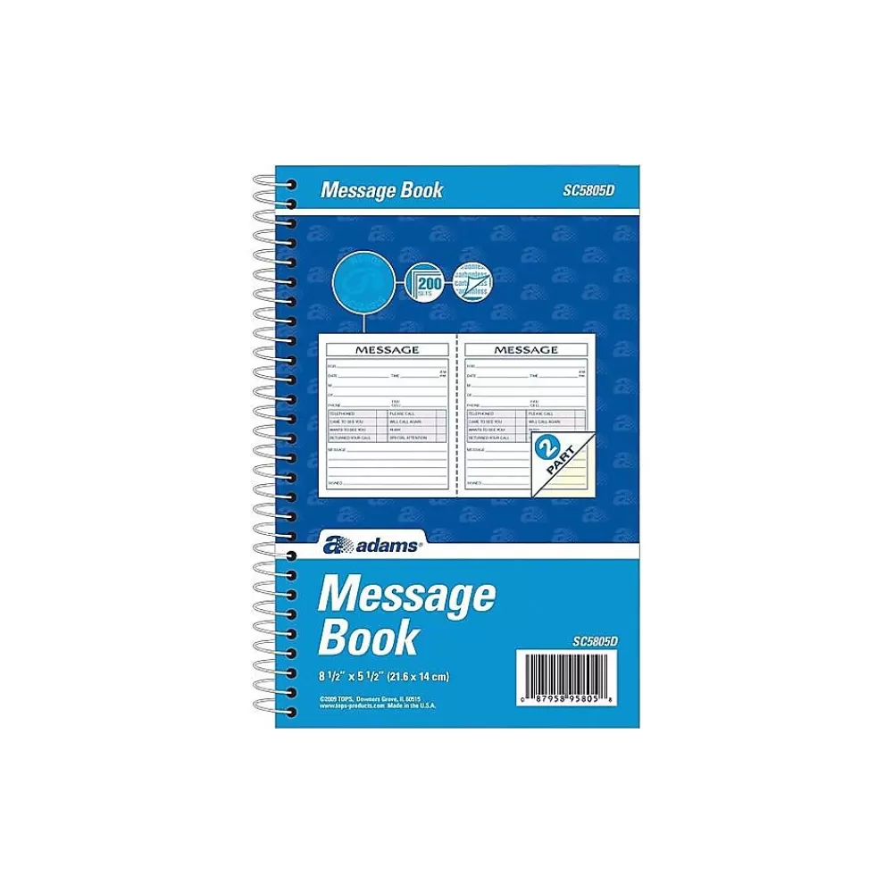 Adams Notepads<Phone Message Pad, 5.5" x 8.5", Ruled, White, 100 Sheets/Pad (SC5805D)