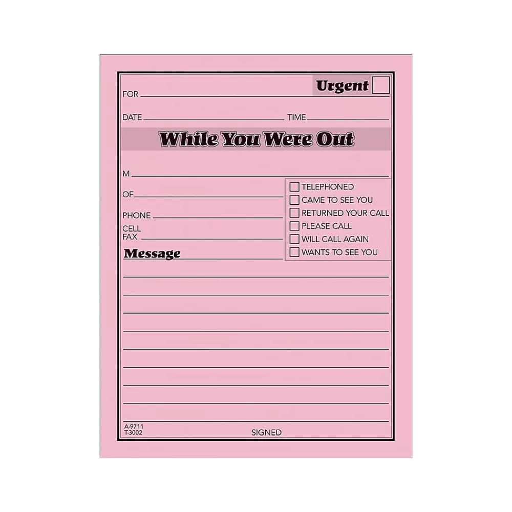 Adams Notepads<While You Were Out Message Pads, 4.25" x 5.5", Pink, 50 Sheets/Pad, 24 Pads/Pack (9711)