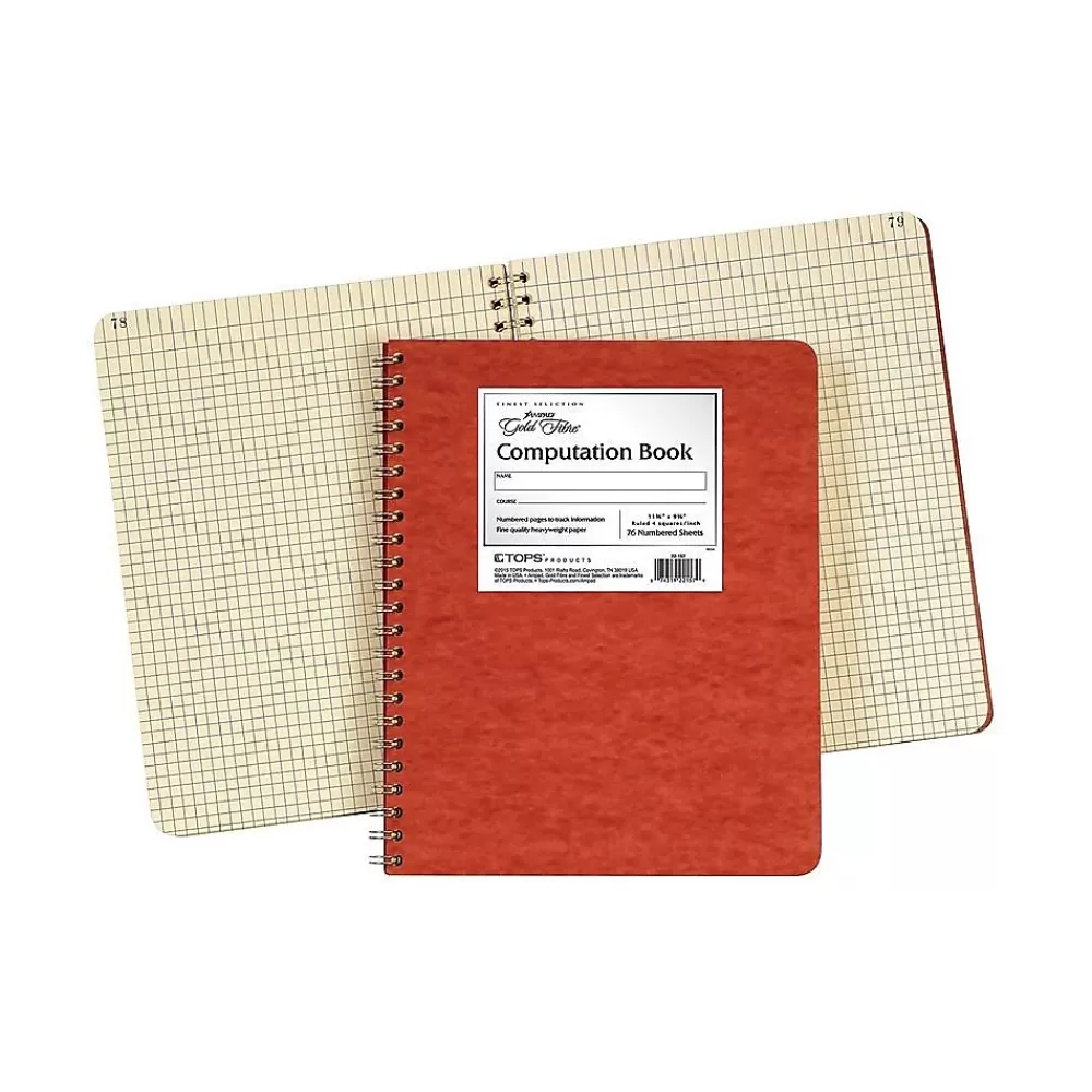 Ampad Notebooks<Computation Book, 9.37" x 11.75", Quad Ruled, Red, 76 Sheets/Pad (TOP 22-157)