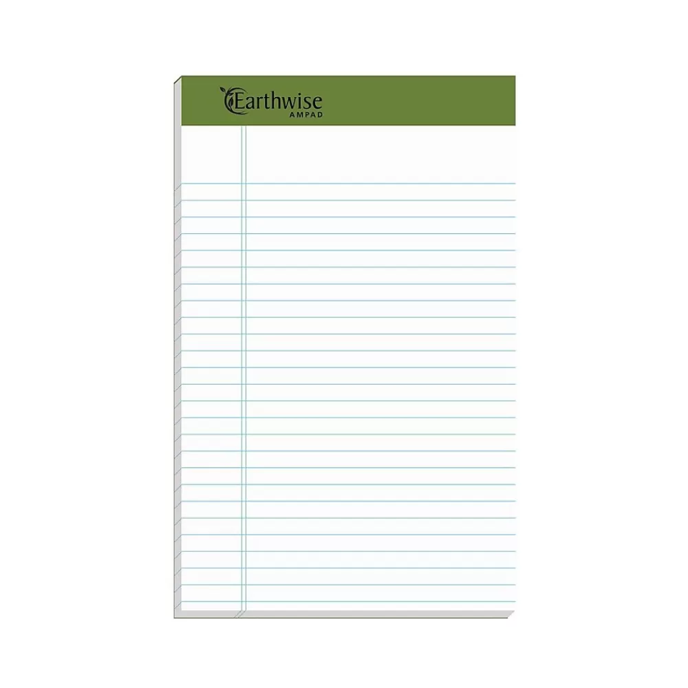 Ampad Notepads<Earthwise 100% Recycled Ruled Pad, 5x8", Jr. Legal Ruling, White, 50 Sheets/Pad, 12 Pads/Pack (20152)