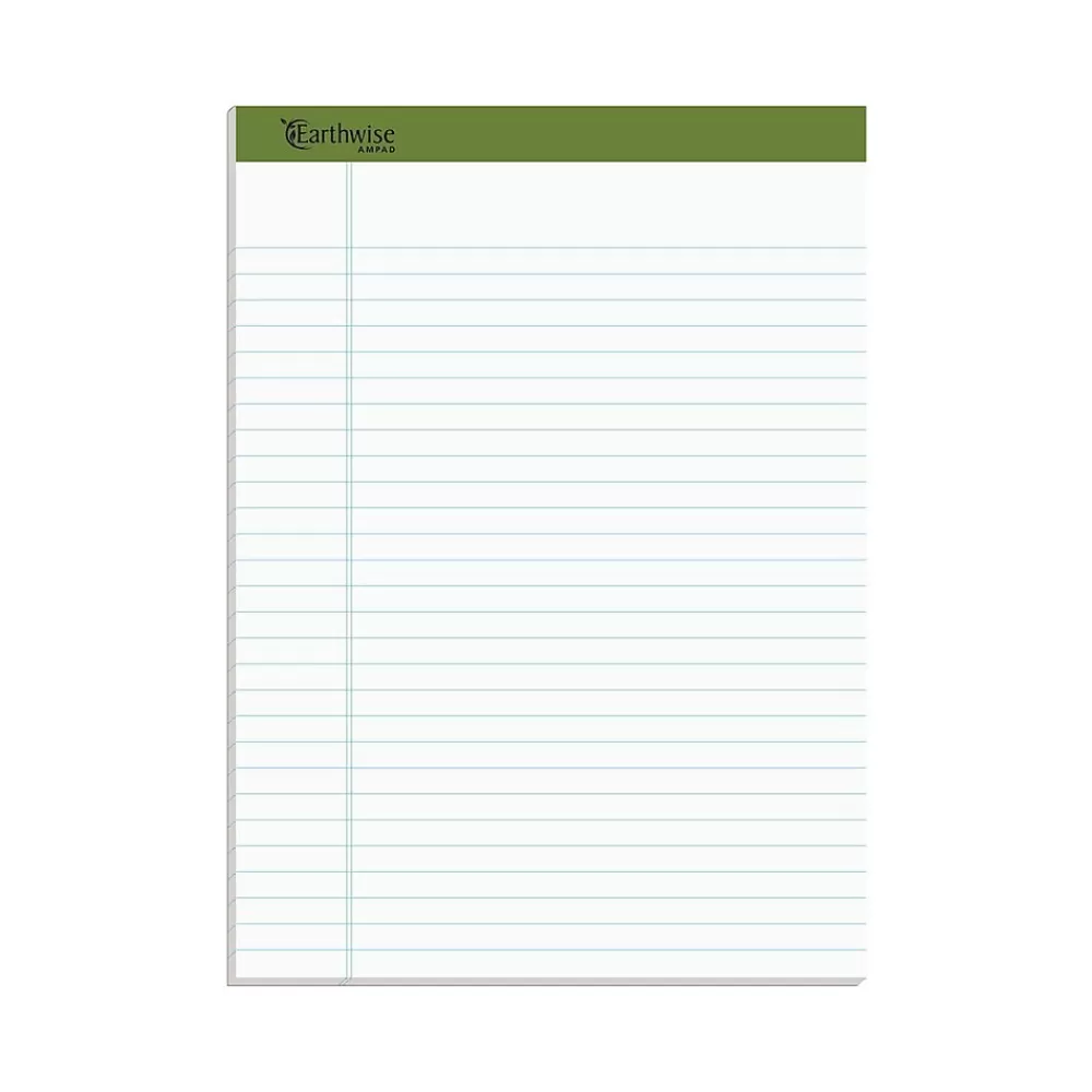 Ampad Notepads<Earthwise Notepads, 8.5" x 11.75", Wide Ruled, White, 50 Sheets/Pad, 12 Pads/Pack (TOP 20-172R)