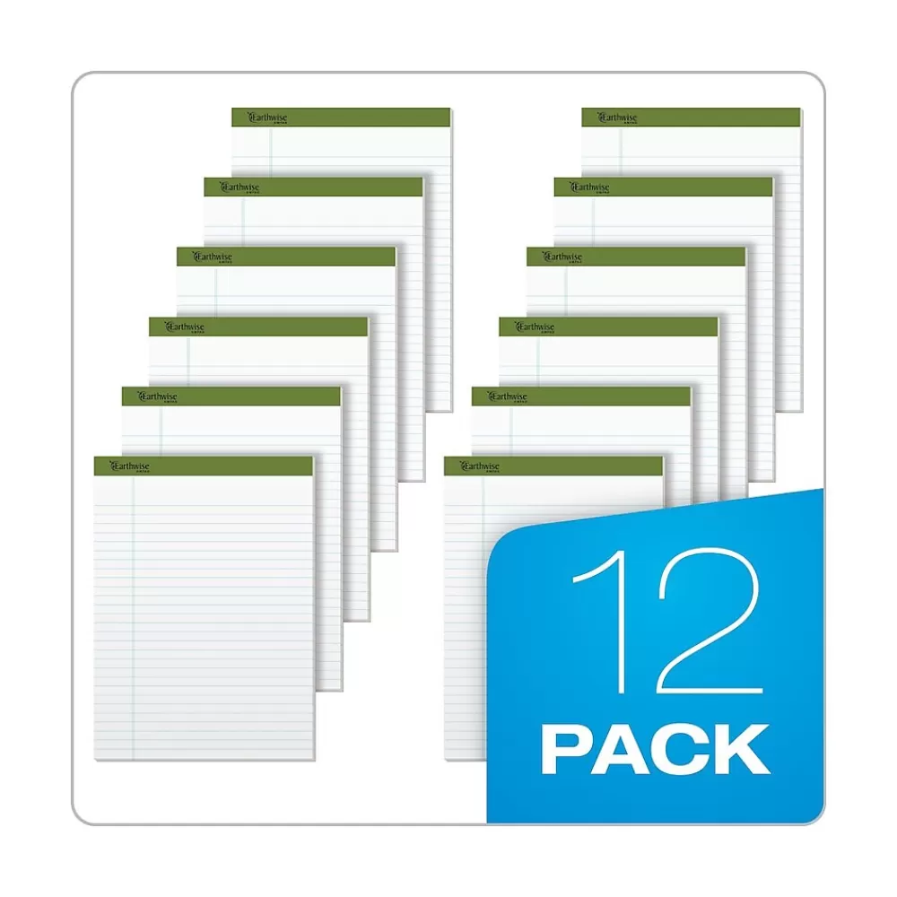 Ampad Notepads<Earthwise Notepads, 8.5" x 11.75", Wide Ruled, White, 50 Sheets/Pad, 12 Pads/Pack (TOP 20-172R)