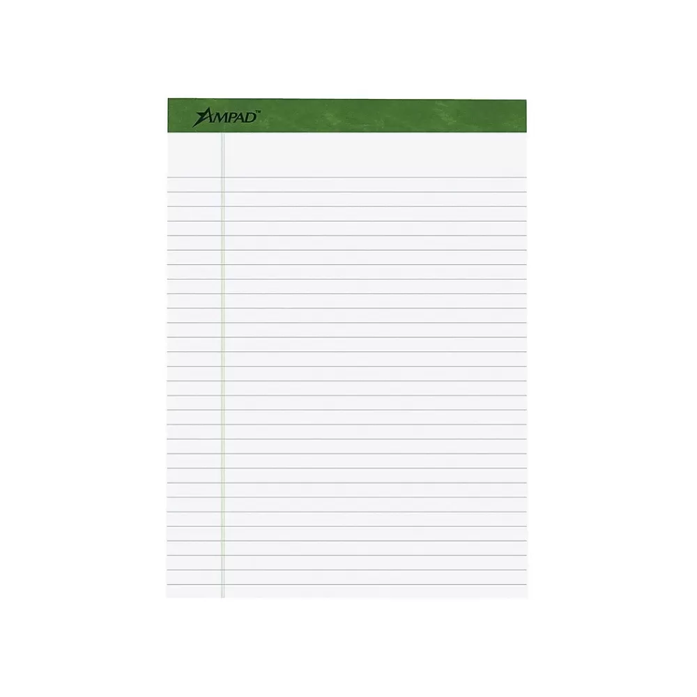 Ampad Notepads<Earthwise Notepads, 8.5" x 11.75", Wide, White, 50 Sheets/Pad, 4 Pads/Pack (TOP 40102R)