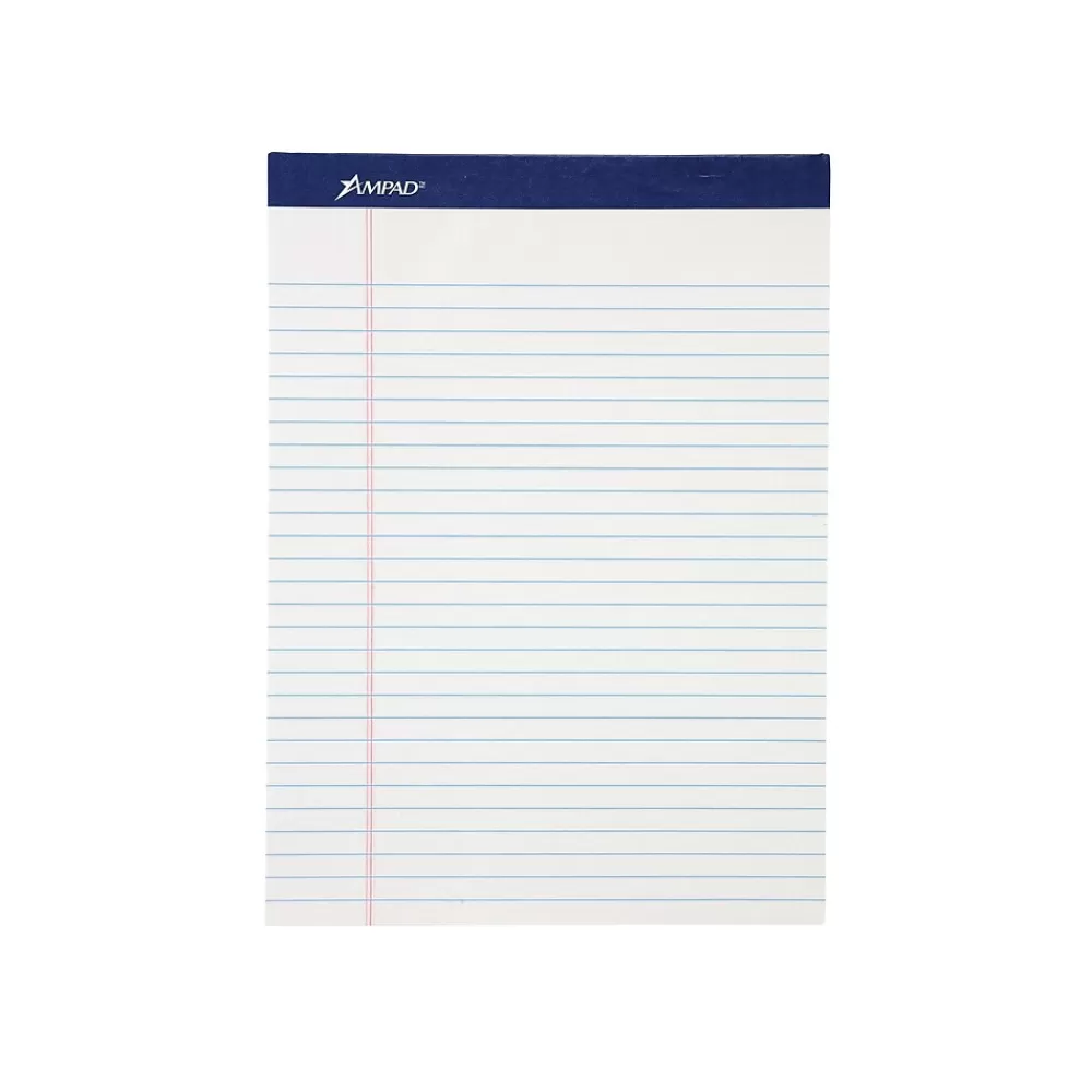 Ampad Notepads<Evidence Notepad, 8.5" x 11.75", Wide Ruled, White, 50 Sheets/Pad, 12 Pads/Pack (TOP20-170)