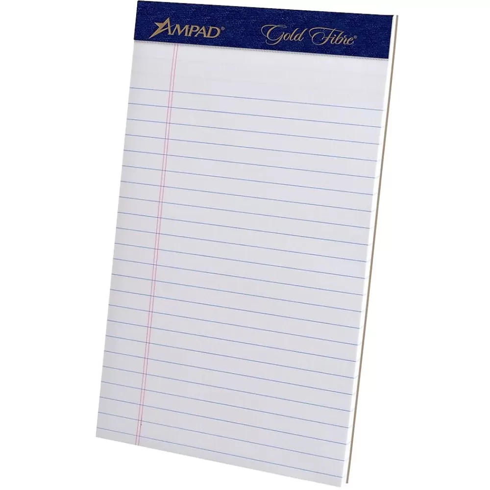 Ampad Notepads<Gold Fibre Notepads, 5" x 8", College Ruled, White, 50 Sheets/Pad, 4 Pads/Pack (TOP 20-018R)
