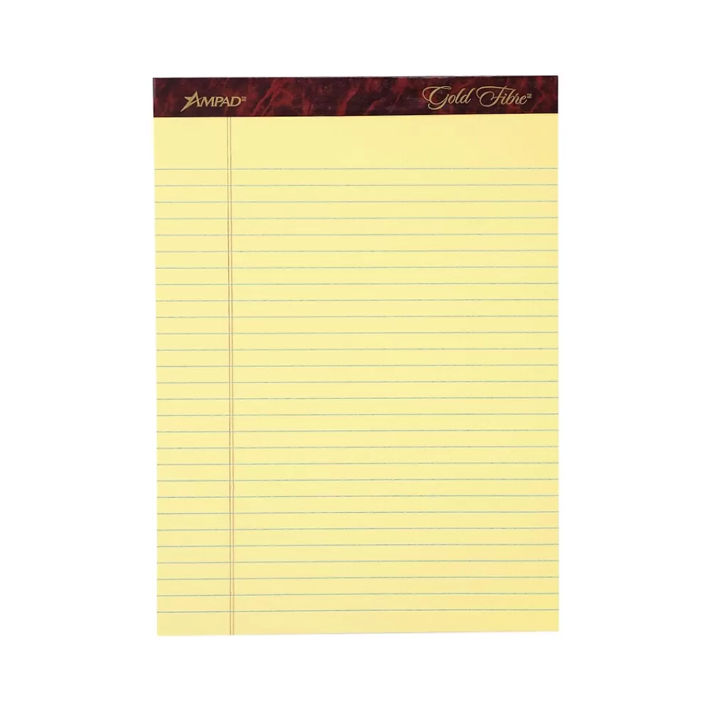 Ampad Notepads<Gold Fibre Notepads, 8.5" x 11.75", Legal Rule, Canary, 50 Sheets/Pad, 12 Pads/Pk (TOP 20-020R)