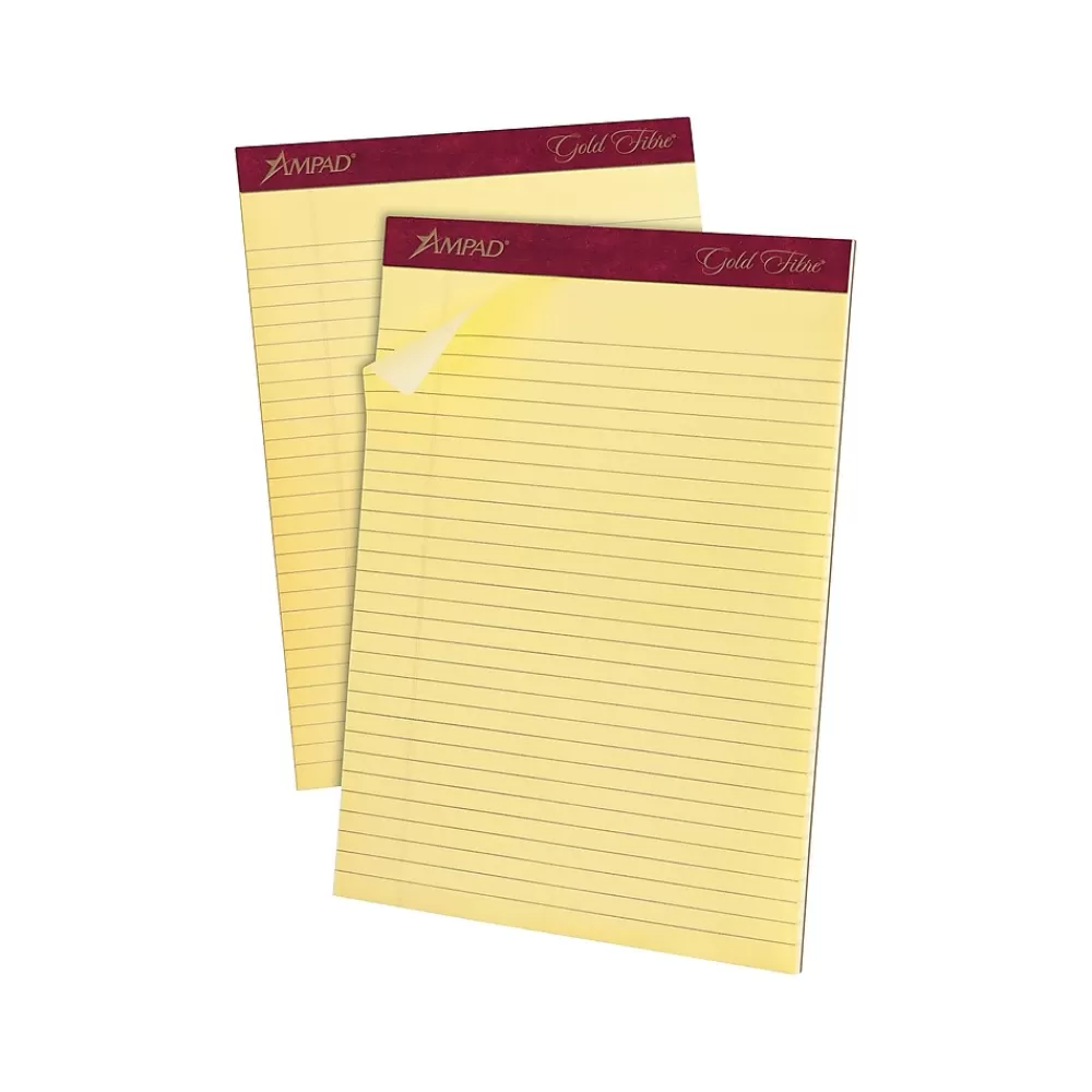 Ampad Notepads<Gold Fibre Notepads, 8.5" x 11.75", Legal Rule, Canary, 50 Sheets/Pad, 12 Pads/Pk (TOP 20-020R)