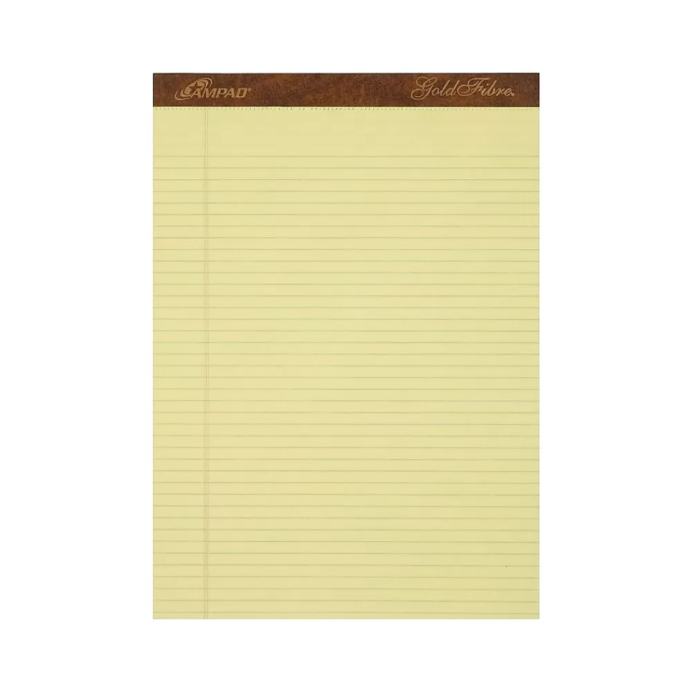 Ampad Notepads<Gold Fibre Notepads, 8.5" x 11.75", Narrow Ruled, Canary, 50 Sheets/Pad, 12 Pads/Pack (TOP 20-022)