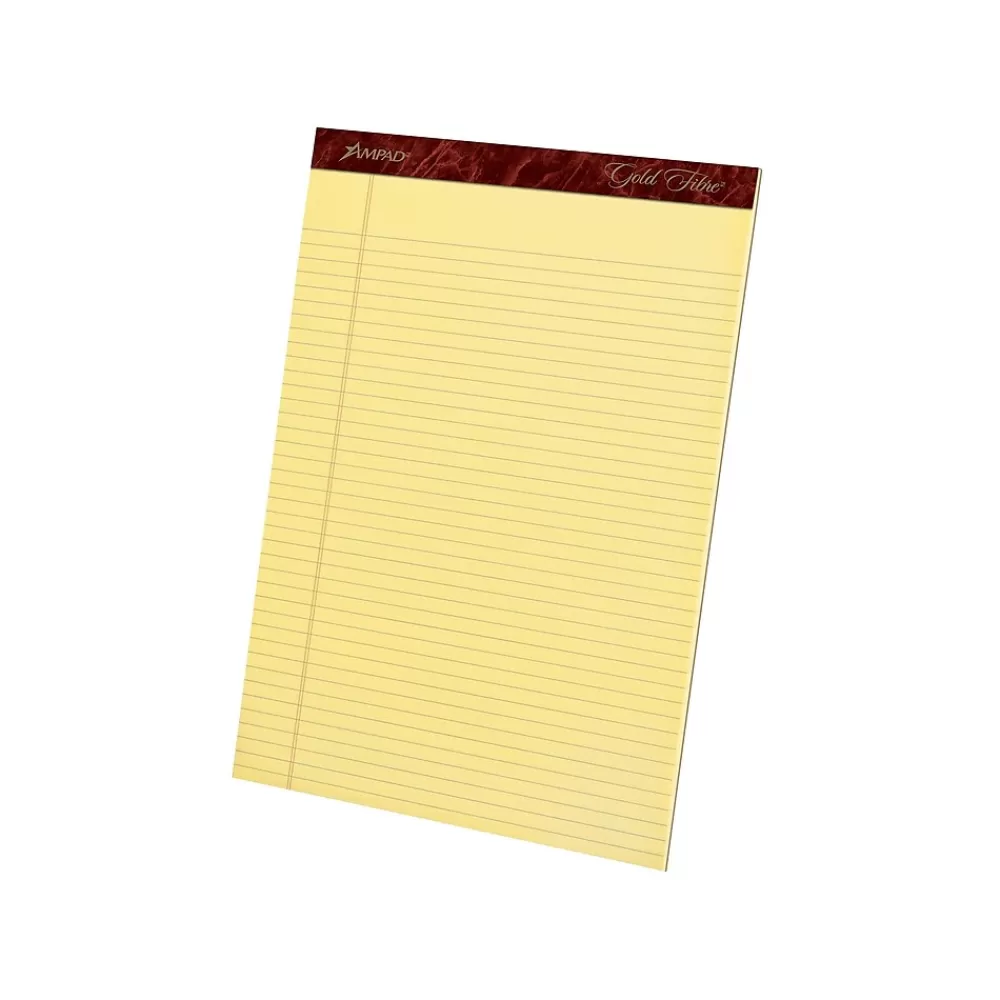 Ampad Notepads<Gold Fibre Notepads, 8.5" x 11.75", Narrow Ruled, Canary, 50 Sheets/Pad, 12 Pads/Pack (TOP 20-022)