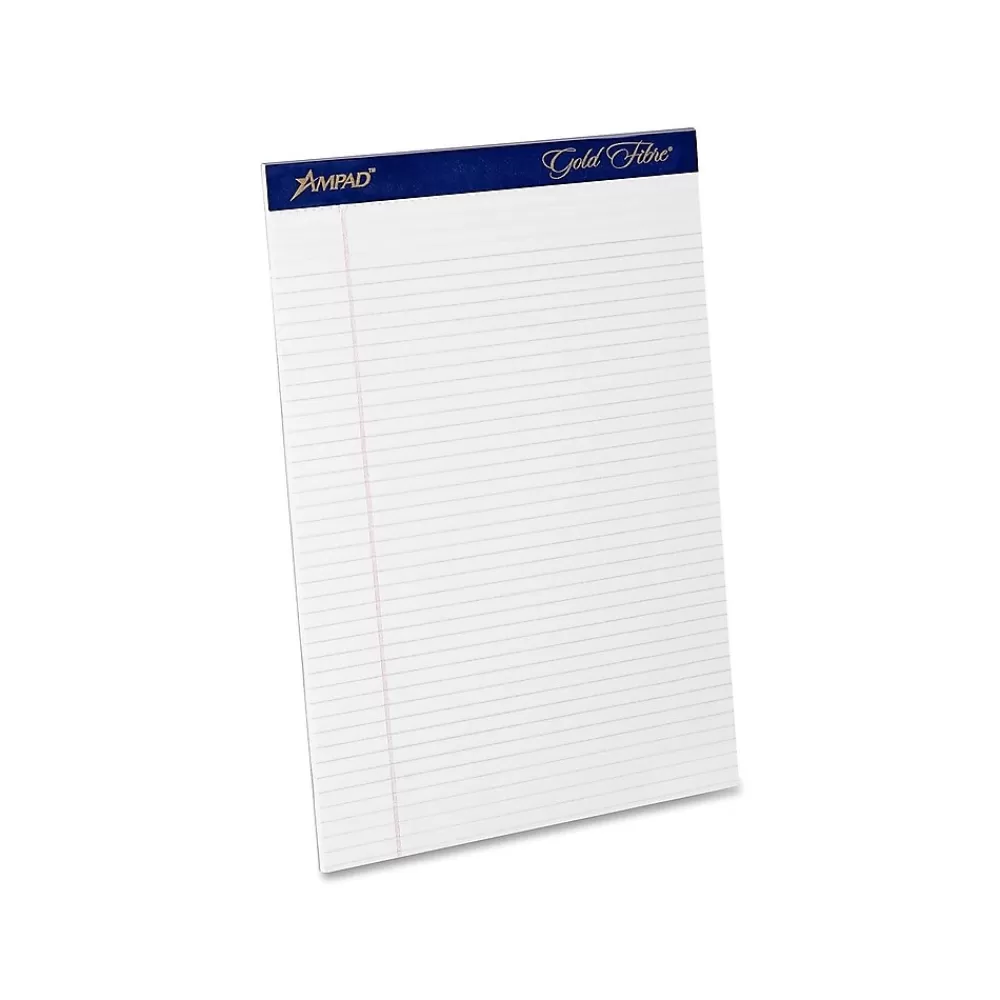 Ampad Notepads<Gold Fibre Notepads, 8.5" x 11.75", Narrow Ruled, White, 50 Sheets/Pad, 12 Pads/Pack (TOP 20-072)