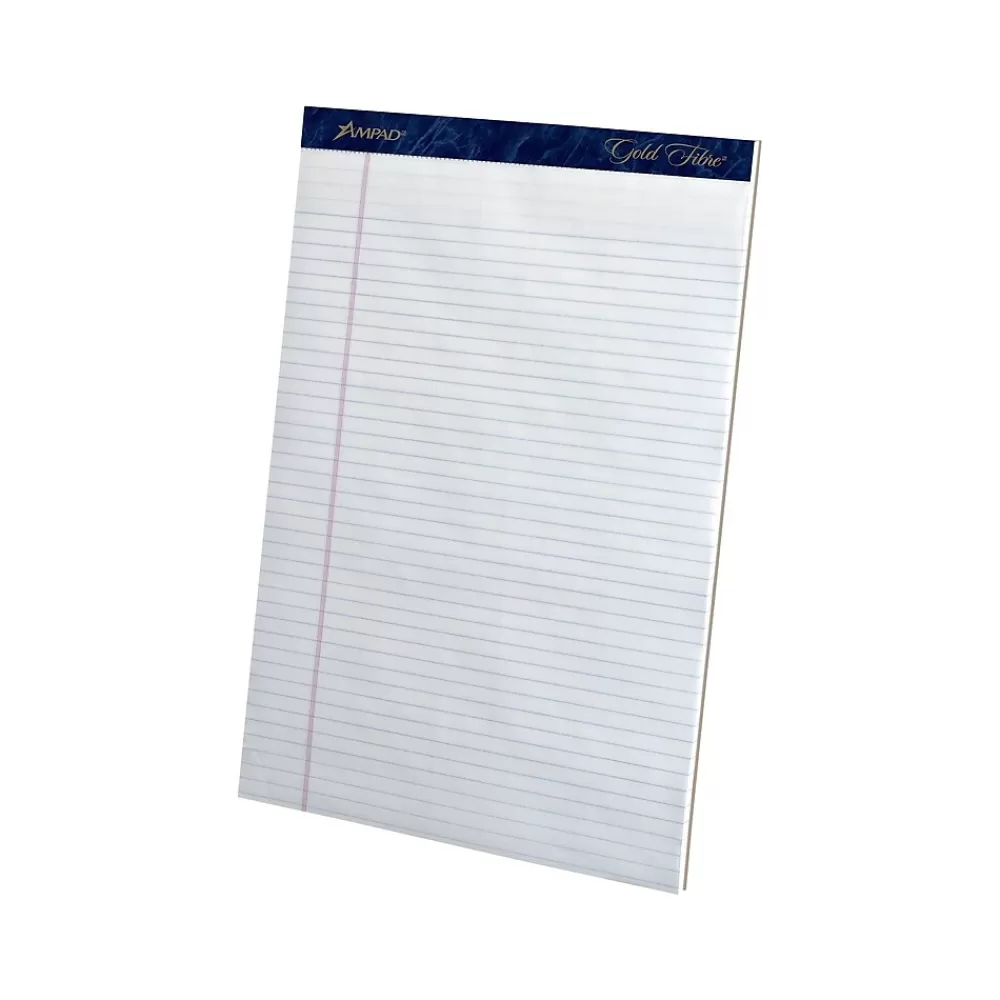Ampad Notepads<Gold Fibre Notepads, 8.5" x 11.75", Narrow Ruled, White, 50 Sheets/Pad, 12 Pads/Pack (TOP 20-072)