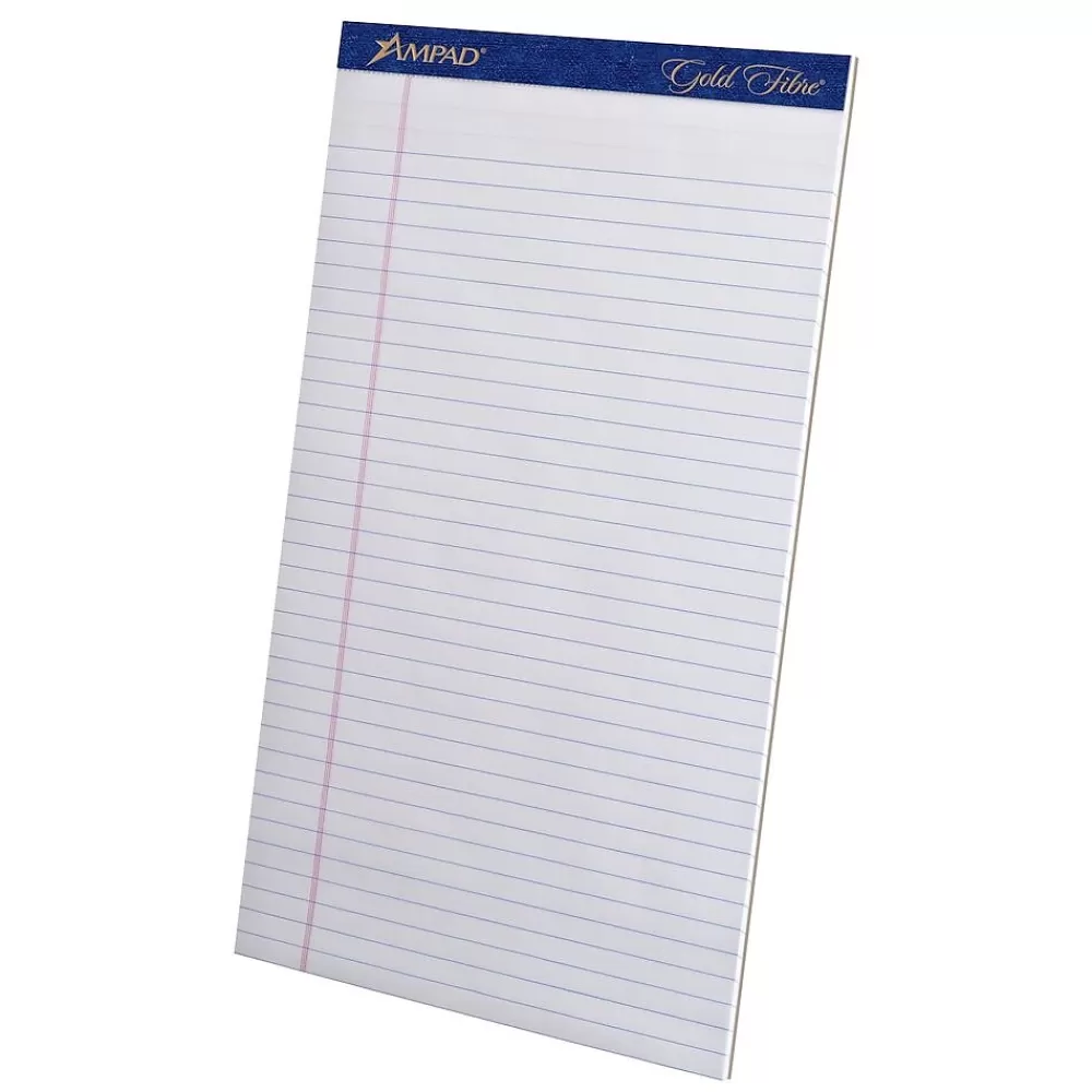 Ampad Notepads<Gold Fibre Notepads, 8.5" x 14", Wide Ruled, Ivory, 50 Sheets/Pad, 12 Pads/Pack (TOP 20-080R)