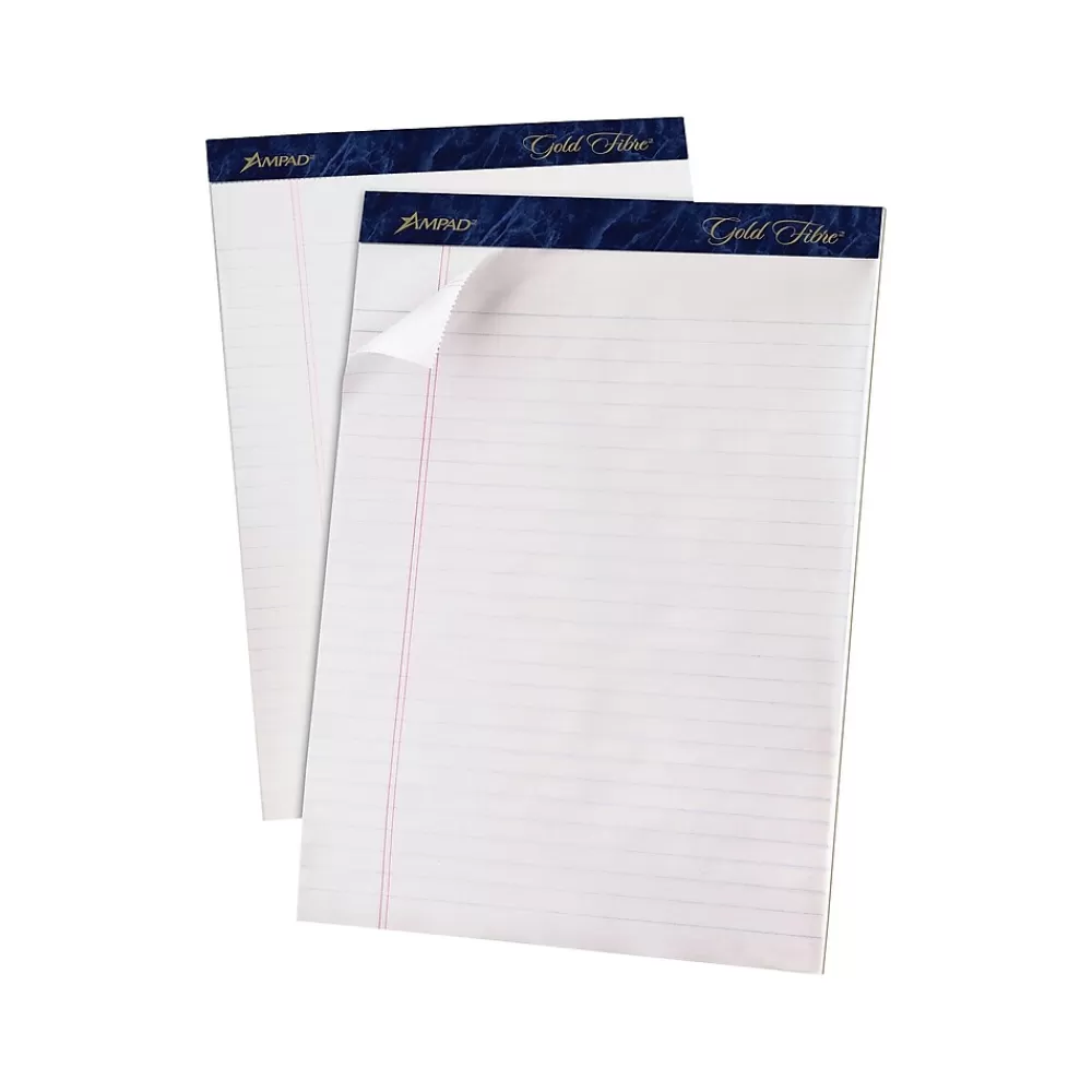 Ampad Notepads<Gold Fibre Notepads, 8.5" x 11.75", Wide Ruled, White, 50 Sheets/Pad, 12 Pads/Pack (TOP 20-070)