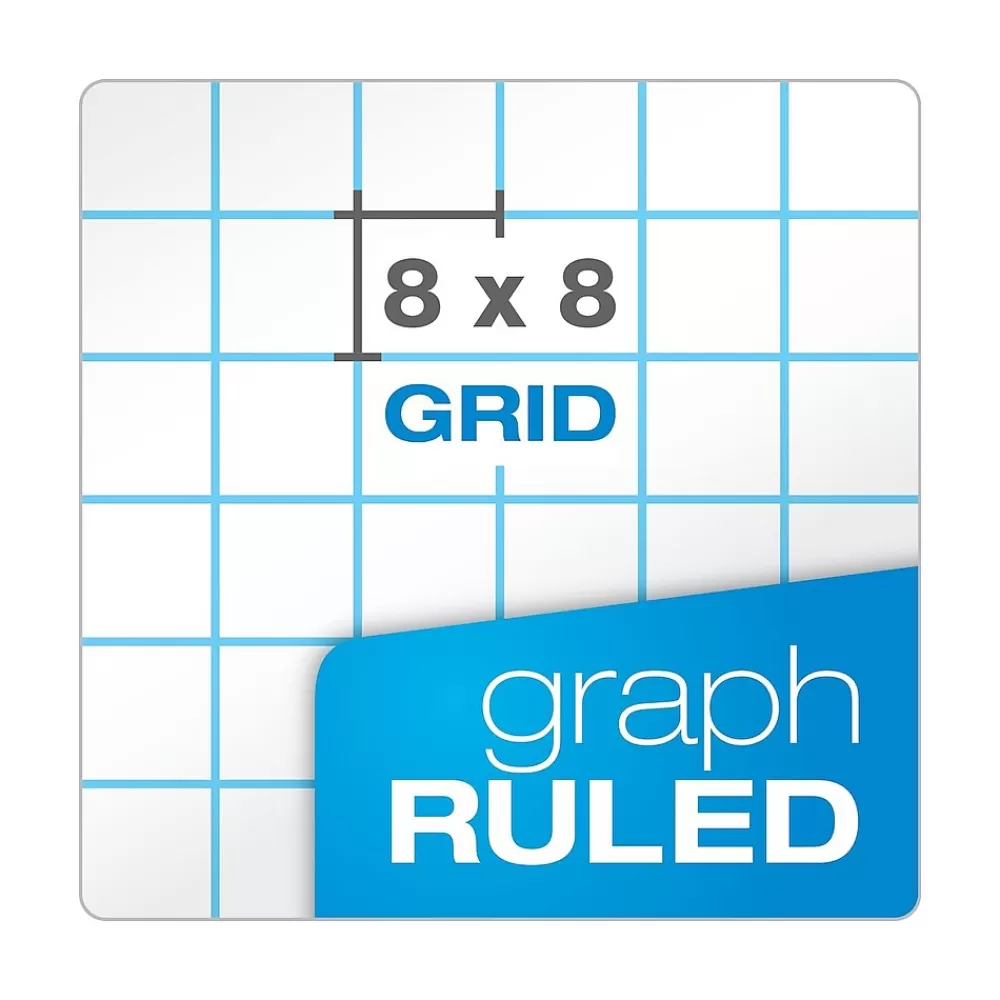 Ampad Notepads<Graph Writing Pad 8-1/2x11", Quad Ruling Graph Paper, 8 Squares/Inch, White, 50 Sheets/Pad