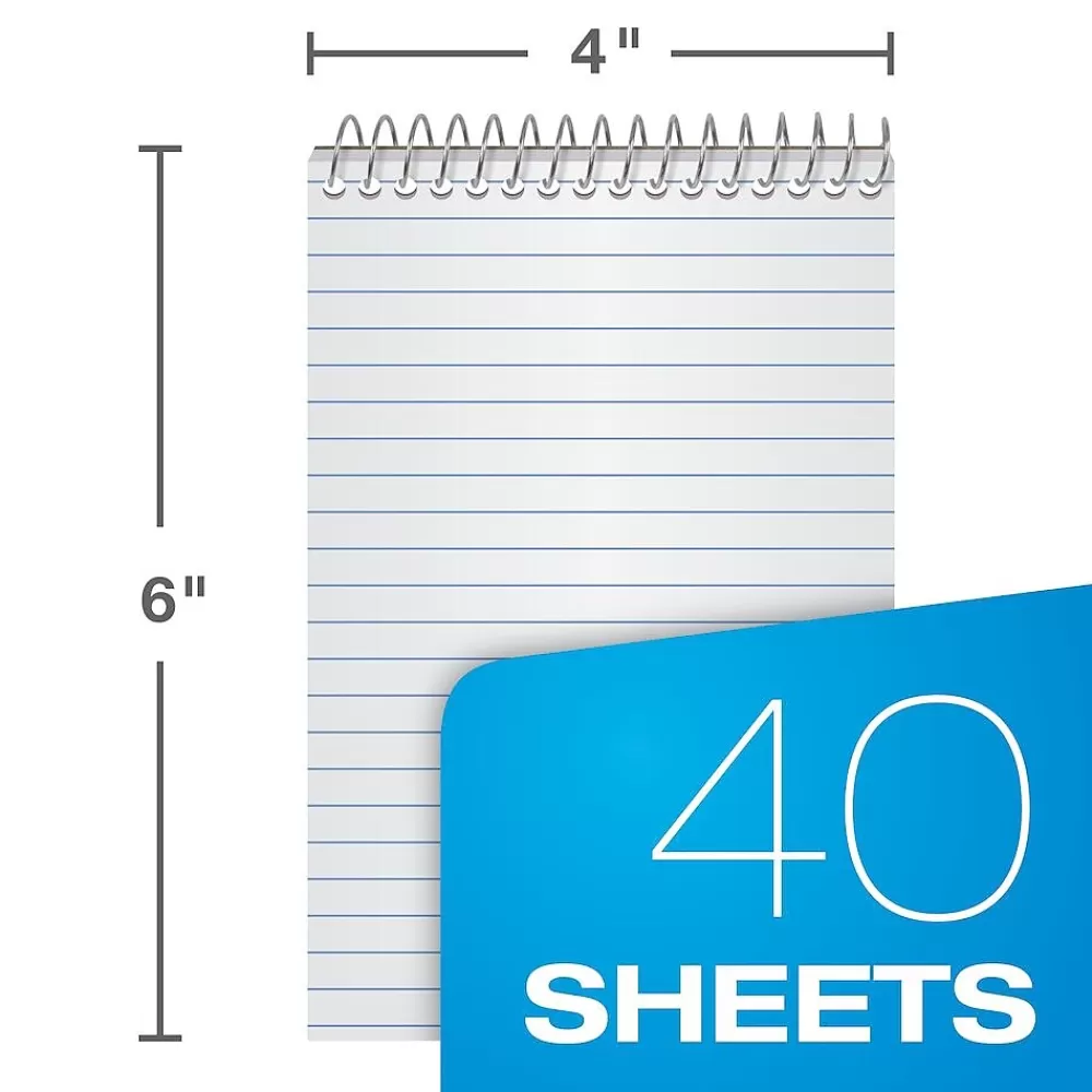 Ampad Notepads<Memo Books, 4" x 6", Narrow Ruled, Assorted Colors, 40 Sheets/Pad, 3 Pads/Pack (AMP45094)