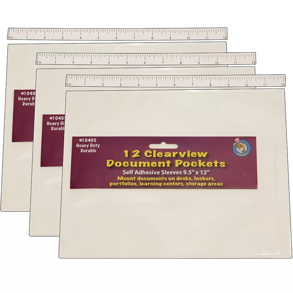 Ashley Sheet Protectors<Heavy Duty Self-Adhesive Sheet Protector, 9" x 12", Clear, 12 Per Pack, 3 Packs (ASH10405-3)
