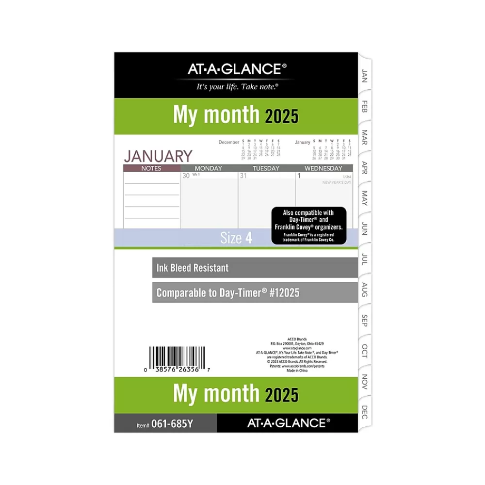 AT-A-GLANCE Calendars & Planners Refills<2025 5.5" x 8.5" Monthly Planner Refill Pages, White/Gray (061-685Y-25)