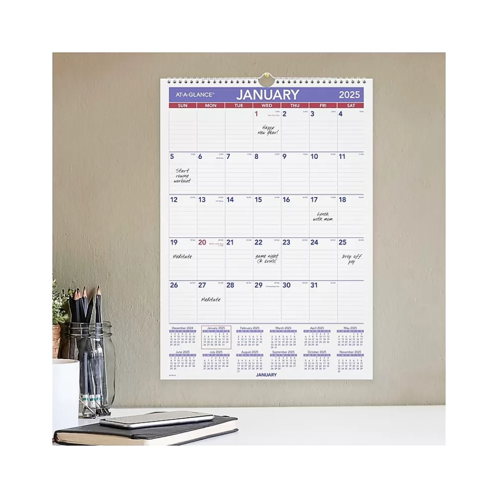 AT-A-GLANCE 2025 Calendars<2025 17" x 12" Monthly Wet-Erase Wall Calendar (PMLM02-28-25)