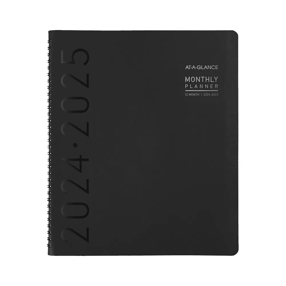 AT-A-GLANCE Academic Planners<2024-2025 Contemporary 9" x 11" Academic Monthly Planner, Faux Leather Cover, Black (70-074X-05-25)