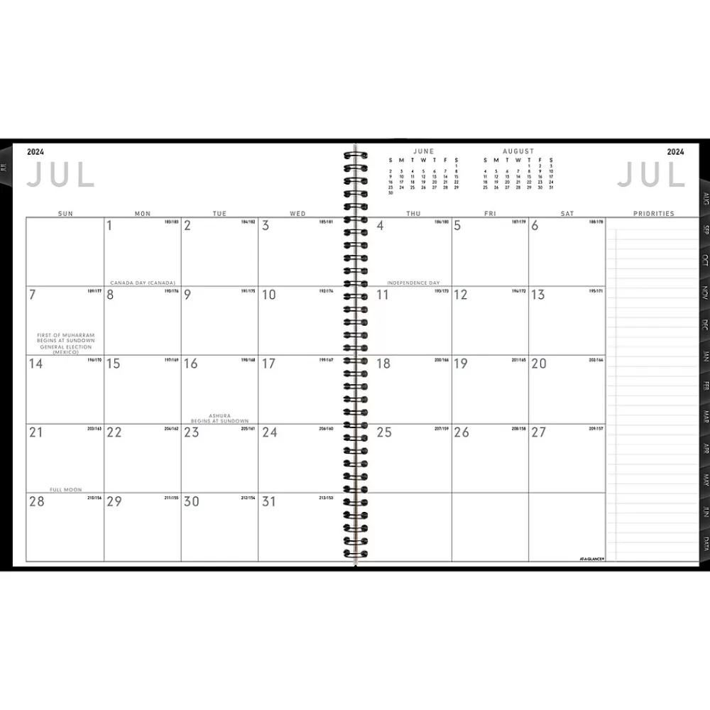 AT-A-GLANCE Academic Planners<2024-2025 Contemporary 9" x 11" Academic Monthly Planner, Faux Leather Cover, Black (70-074X-05-25)