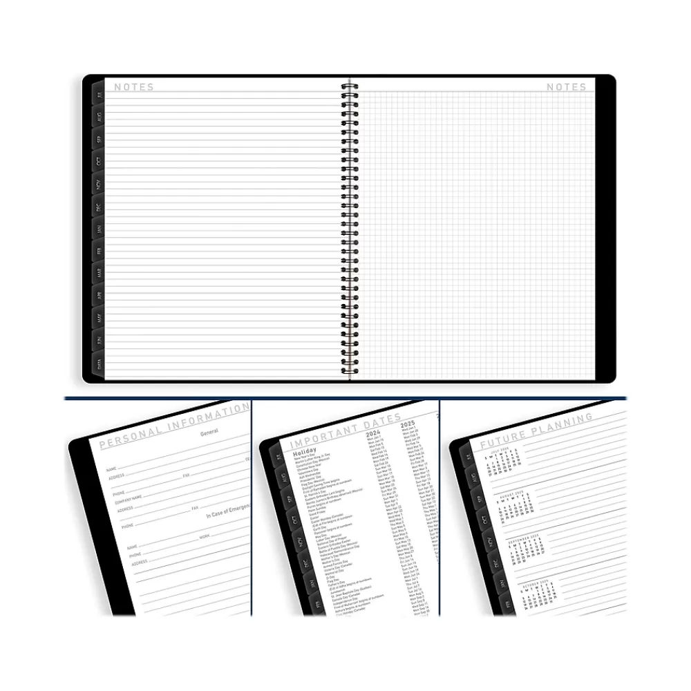 AT-A-GLANCE Academic Planners<2024-2025 Contemporary 9" x 11" Academic Monthly Planner, Faux Leather Cover, Black (70-074X-05-25)