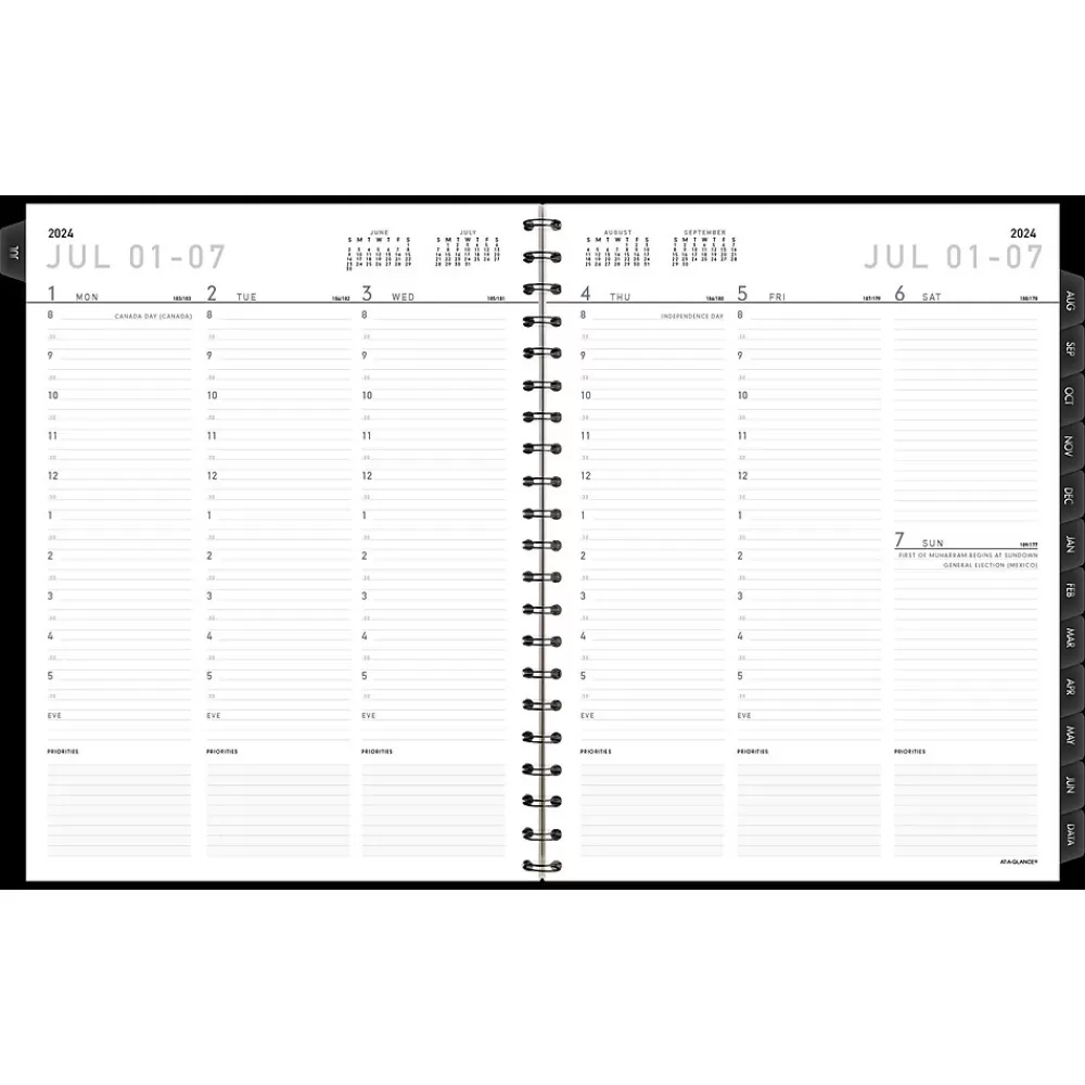 AT-A-GLANCE Academic Planners<2024-2025 Contemporary 8.25" x 11" Academic Weekly & Monthly Planner, Faux Leather Cover, Black (70-957X-05-25)