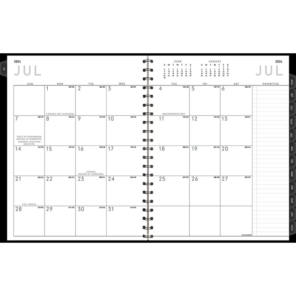 AT-A-GLANCE Academic Planners<2024-2025 Contemporary 8.25" x 11" Academic Weekly & Monthly Planner, Faux Leather Cover, Black (70-957X-05-25)