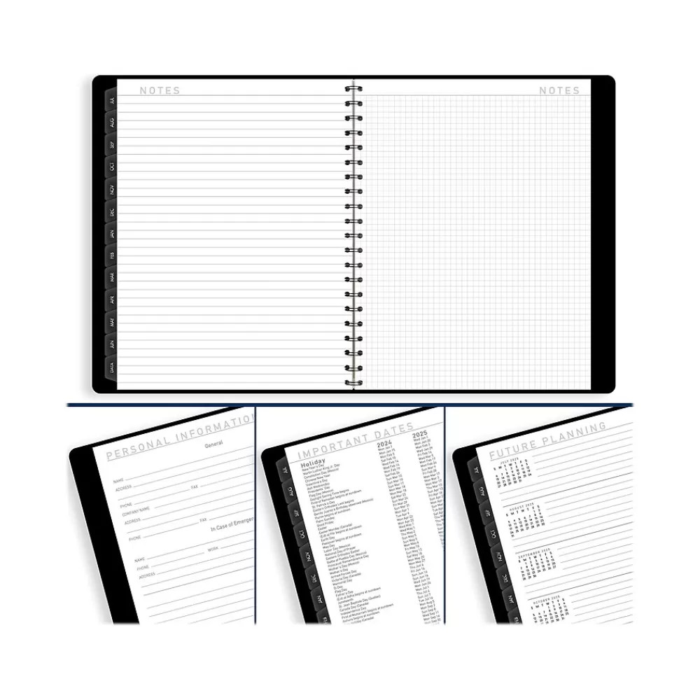 AT-A-GLANCE Academic Planners<2024-2025 Contemporary 8.25" x 11" Academic Weekly & Monthly Planner, Faux Leather Cover, Black (70-957X-05-25)