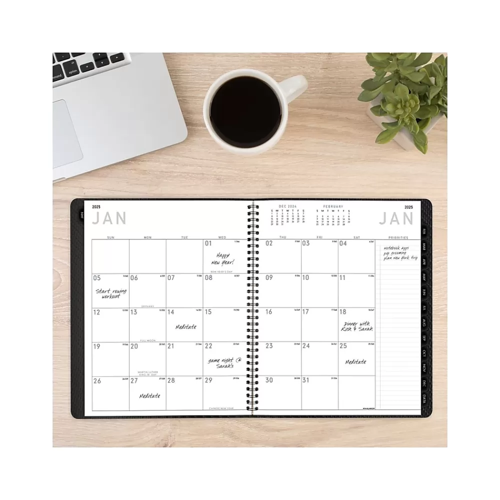 AT-A-GLANCE 2025 Planners<2025 Contemporary 9" x 11" Monthly Planner, Faux Leather Cover, Charcoal (70-260X-45-25)