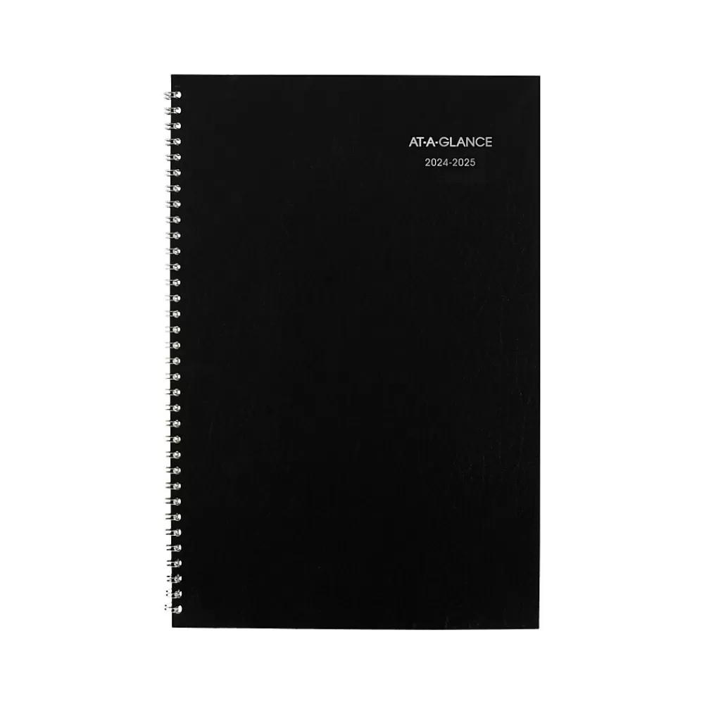 AT-A-GLANCE Academic Planners<2024-2025 DayMinder 8" x 12" Academic Monthly Planner, Faux Leather Cover, Black (AY2-00-25)