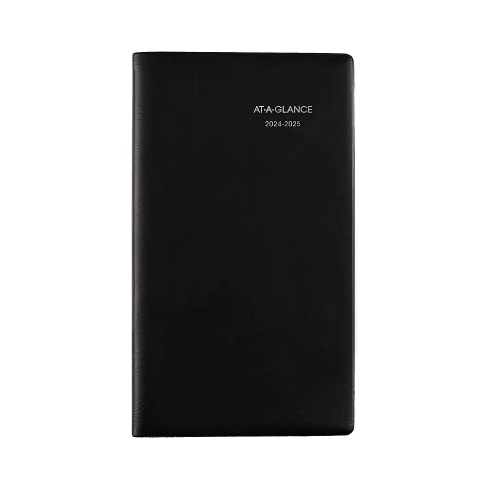 AT-A-GLANCE Academic Planners<2024-2025 DayMinder 3.5" x 6" Academic Monthly Planner, Faux Leather Cover, Black (AY53-00-25)