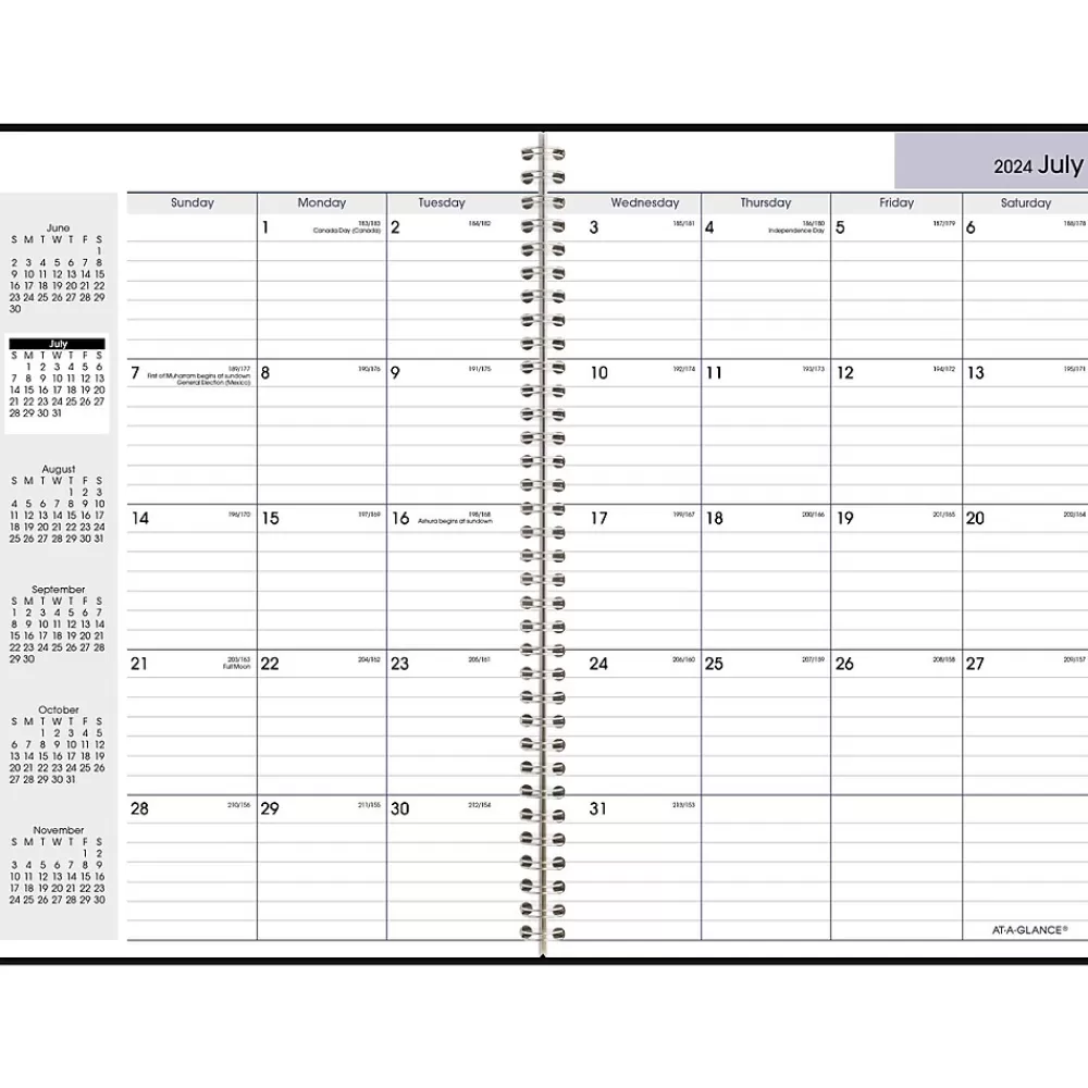 AT-A-GLANCE Academic Planners<2024-2025 DayMinder 8" x 12" Academic Monthly Planner, Faux Leather Cover, Black (AY2-00-25)