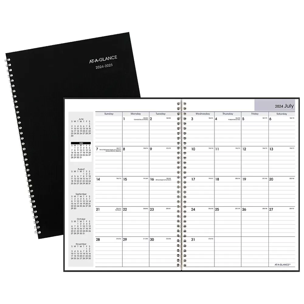 AT-A-GLANCE Academic Planners<2024-2025 DayMinder 8" x 12" Academic Monthly Planner, Faux Leather Cover, Black (AY2-00-25)