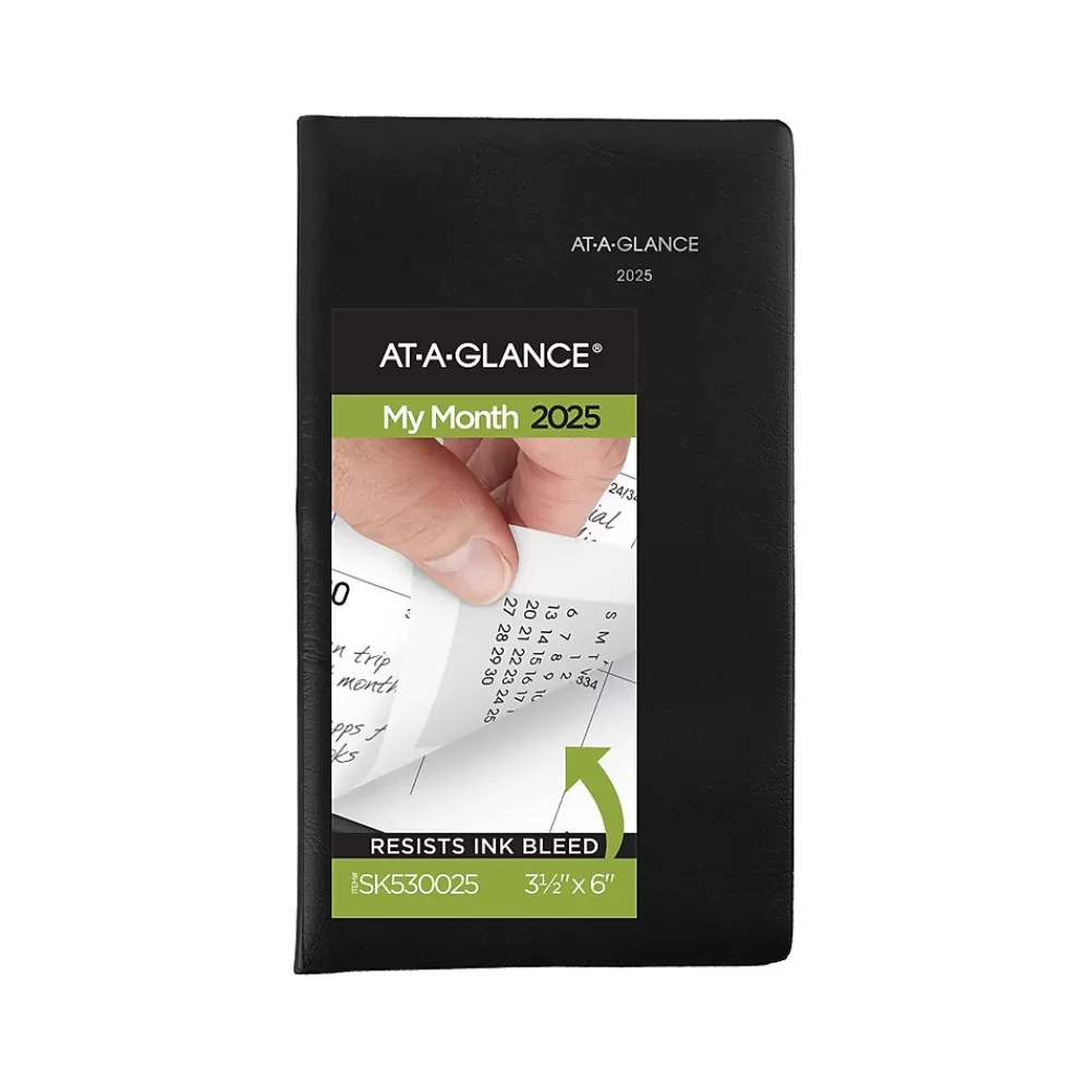 AT-A-GLANCE 2025 Planners<2025 DayMinder 3.5" x 6" Monthly Planner, Plastic Cover, Black (SK53-00-25)