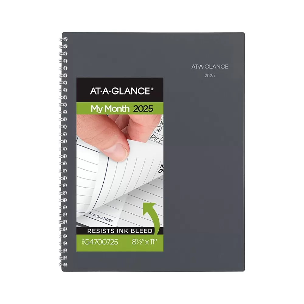 AT-A-GLANCE 2025 Planners<2025 DayMinder 8.5" x 11" Monthly Planner, Poly Cover, Gray (GC470-07-25)