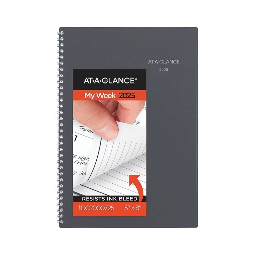 AT-A-GLANCE 2025 Planners<2025 DayMinder 5" x 8" Weekly & Monthly Planner, Plastic Cover, Gray (GC200-07-25)