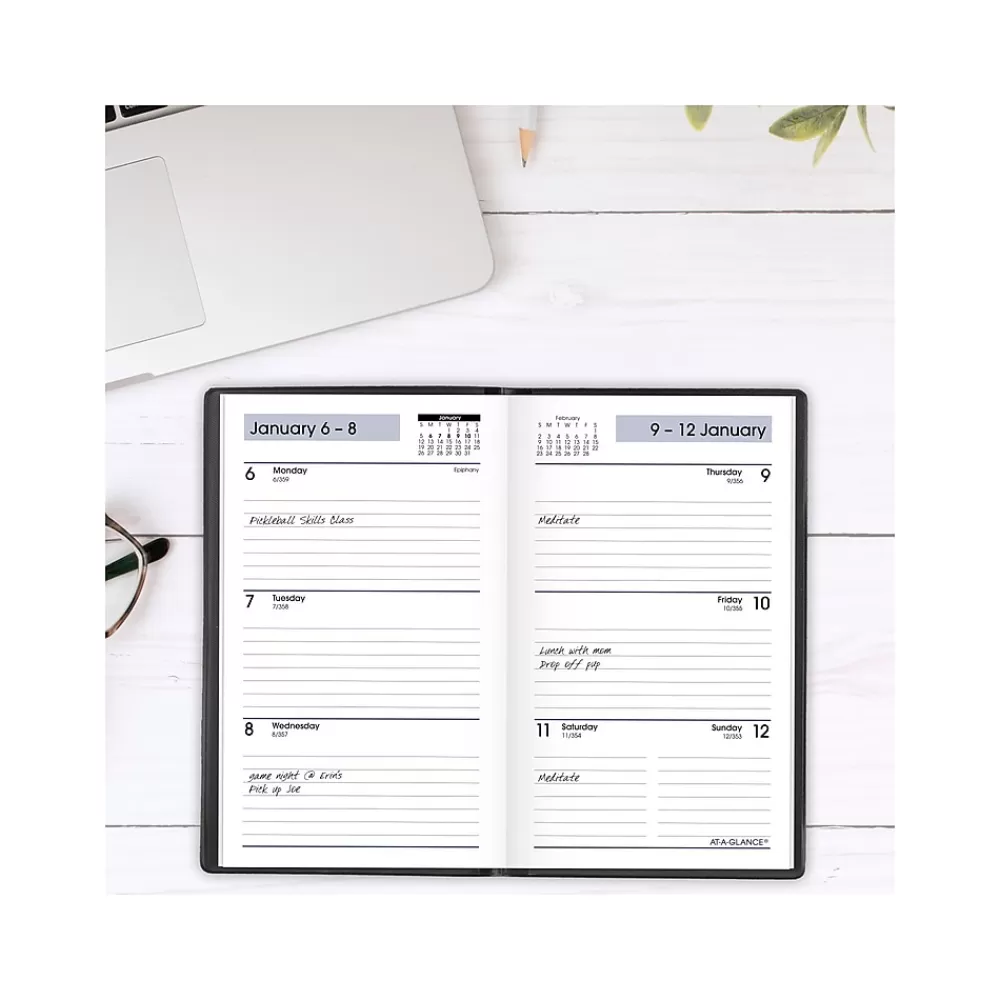 AT-A-GLANCE 2025 Planners<2025 DayMinder 3.5" x 6" Weekly Planner, Poly Cover, Black (SK48-00-25)