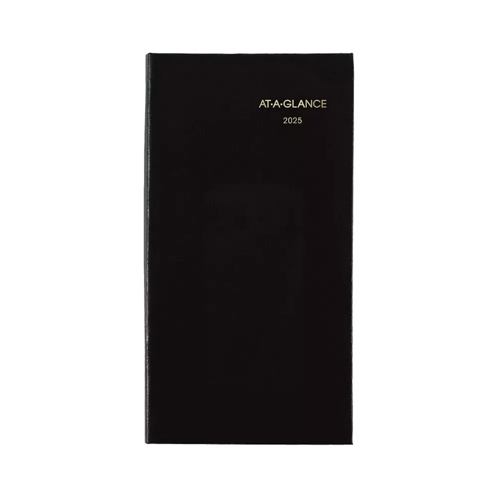 AT-A-GLANCE Journals<Fine Pocket Hardcover Diary, 3" x 6", Ruled, Black (72-02-05-25)