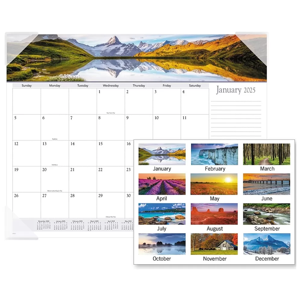 AT-A-GLANCE 2025 Calendars<2025 Panoramic Landscape 21.75" x 17" Monthly Desk Pad Calendar (89802-25)