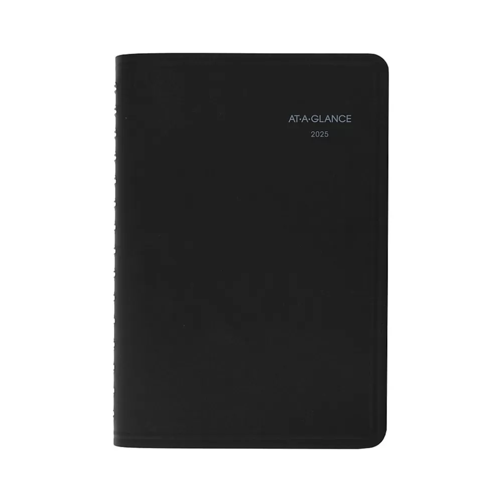 AT-A-GLANCE 2025 Planners<2025 QuickNotes 5" x 8" Daily & Monthly Appointment Book, Faux Leather Cover, Black (76-04-05-25)