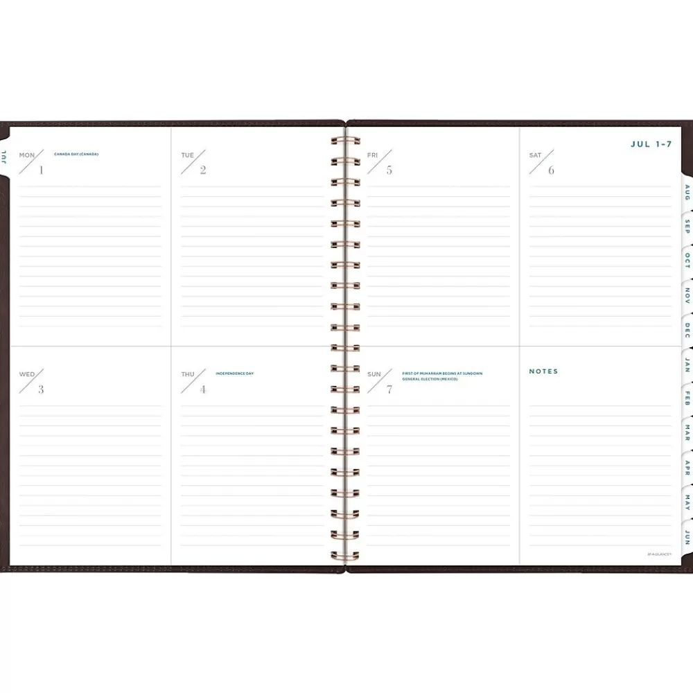 AT-A-GLANCE Academic Planners<2024-2025 Signature 8.5" x 11" Academic Weekly & Monthly Planner, Faux Leather Cover, Distressed Brown